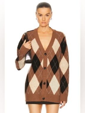 WAO Argyle Sweater Cardigan
